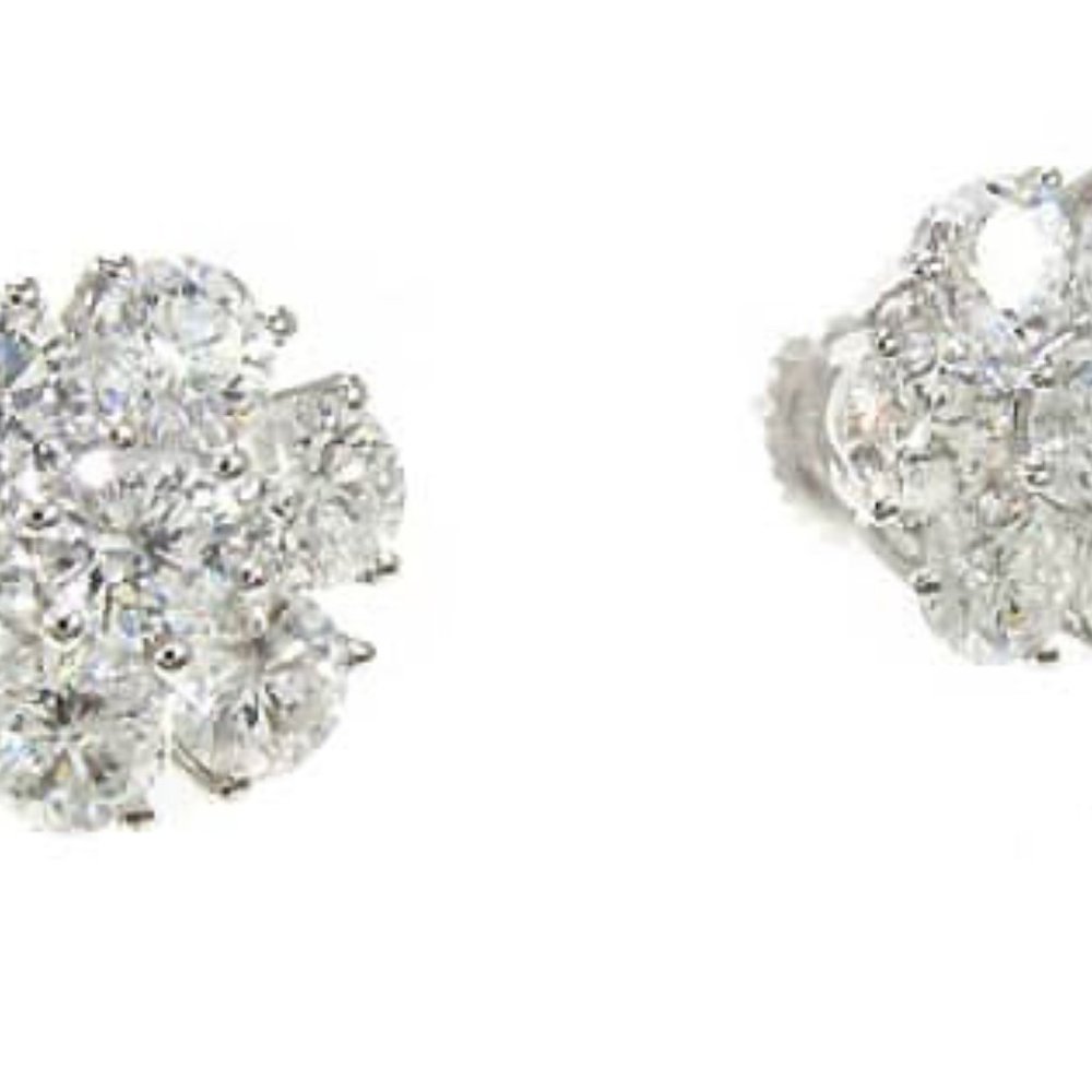 14k Gold 0.95 ct Diamond Cluster Stud Earring - Picture 3 of 5